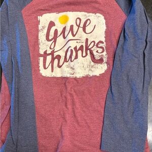 Cat & Jack Give Thanks Long Sleeve Shirt - Blue and Red